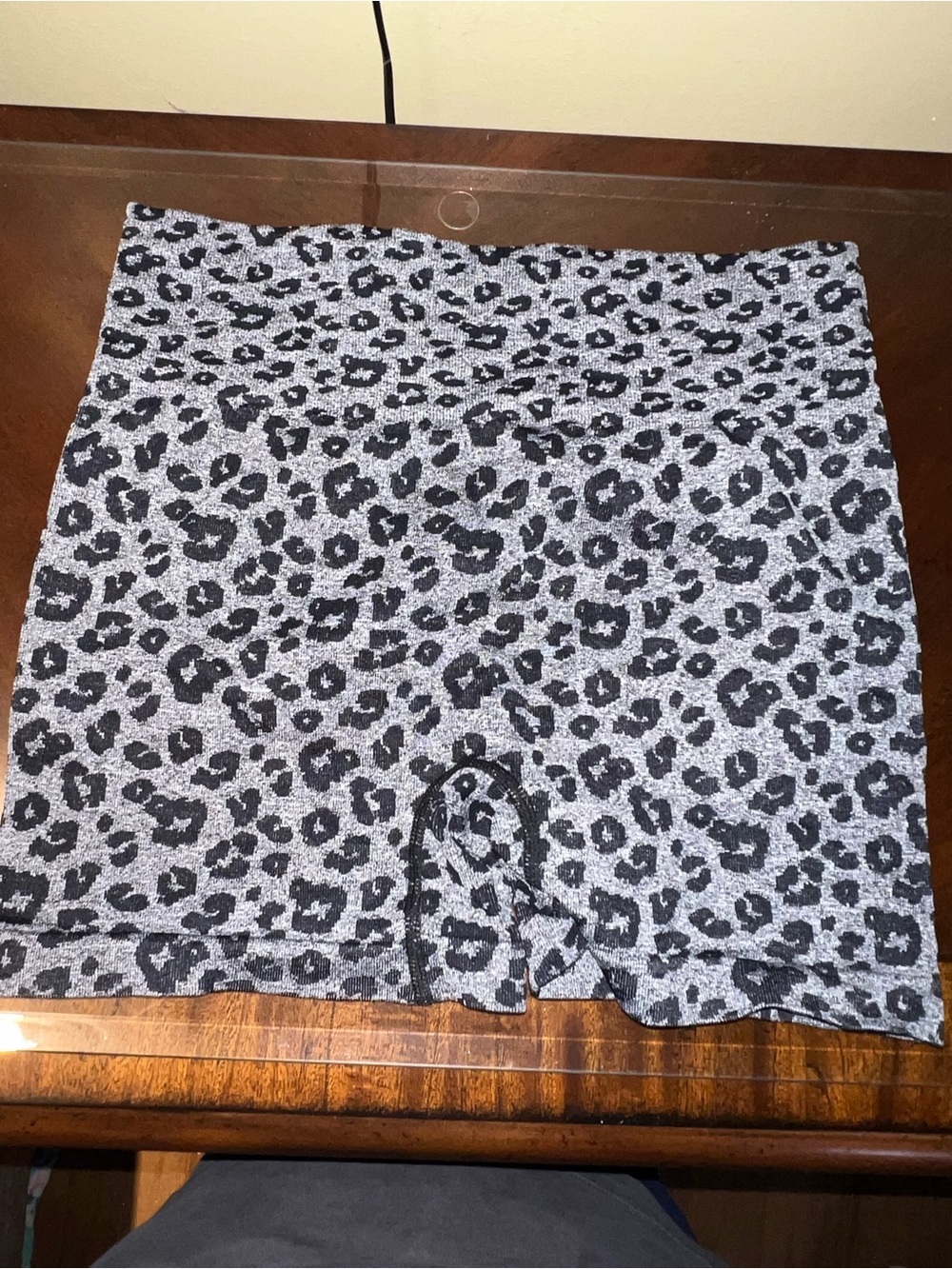 Gray and Black Leopard Print Biker Shorts